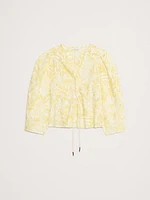 Cotton Poplin Lace-Up Cropped Shirt