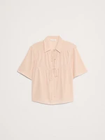 Matte Silk Tie-Front Shirt
