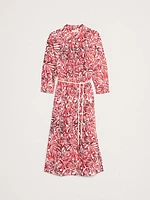 Cotton Poplin Split-Neck Shirt Dress
