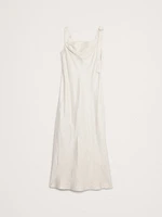 Draped Viscose-Linen Maxi Dress