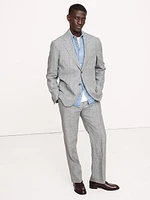 Straight Plaid Linen Suit Pant