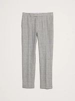 Straight Plaid Linen Suit Pant