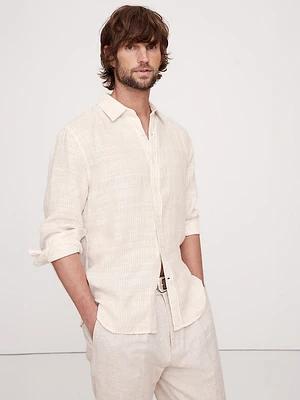 Texture-Stripe Linen Shirt