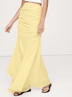 Ruched Drop-Waist Chiffon Skirt