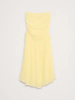 Ruched Drop-Waist Chiffon Skirt