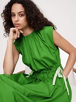 Poplin Tie-Waist Midi Dress