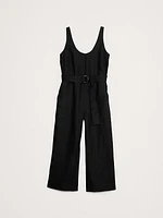 Linen Belted Wide-Leg Jumpsuit