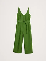 Linen Belted Wide-Leg Jumpsuit