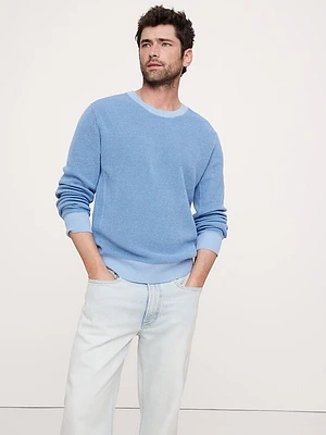 Linen-Cotton Waffle-Knit Sweater
