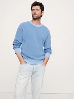 Linen-Cotton Waffle-Knit Sweater