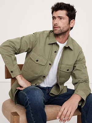 Standard-Fit Cotton Twill Shirt Jacket