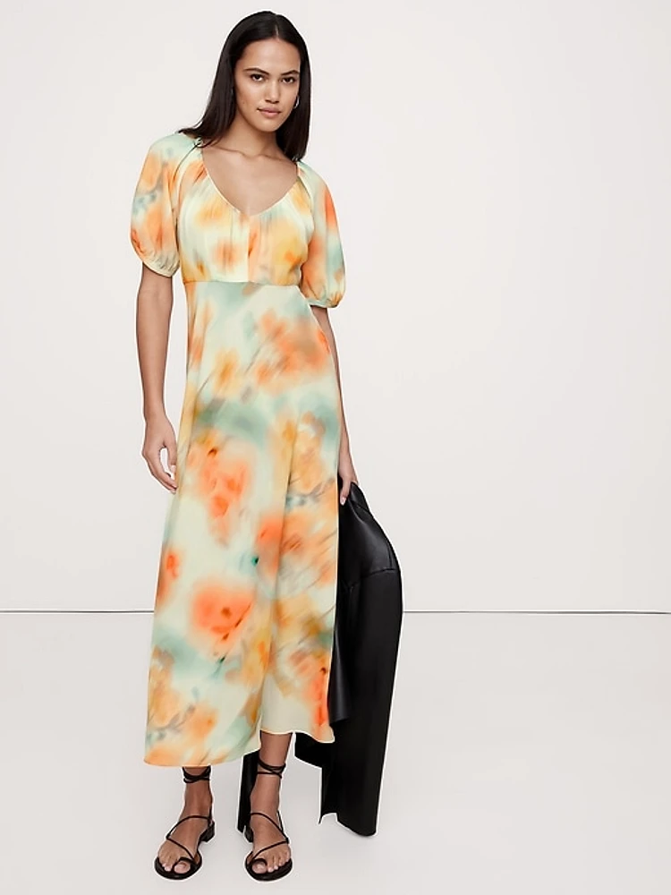 Chiffon V-Neck Maxi Dress