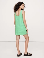 Linen Scoop-Neck Shift Dress