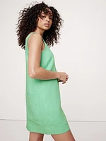 Linen Scoop-Neck Shift Dress