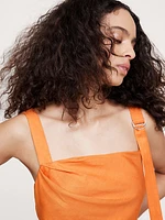 Draped Viscose-Linen Maxi Dress