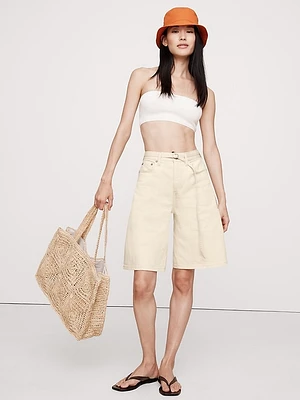 High-Rise Denim Bermuda Short