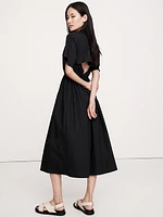 Cotton Poplin Open-Back Shirt Dress