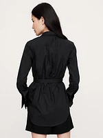Cotton Poplin Belted Tunic Shirt