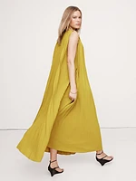 Pleated Cape Maxi Dress