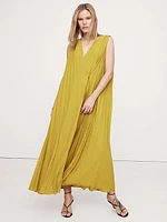 Pleated Cape Maxi Dress