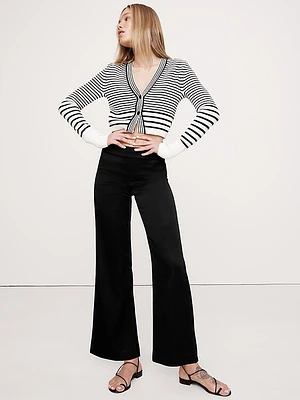 Mid-Rise Kick-Flare Satin Ankle Pant