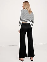 Mid-Rise Kick-Flare Satin Ankle Pant