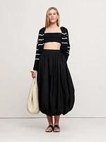 Cotton Poplin Bubble-Hem Maxi Skirt