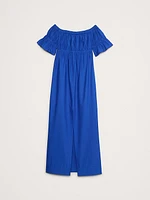 Cotton Poplin Off-The-Shoulder Maxi Dress