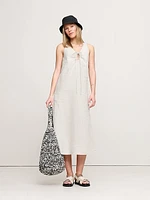 Linen Keyhole Midi Dress