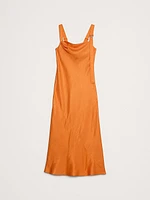 Draped Viscose-Linen Maxi Dress