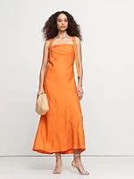 Draped Viscose-Linen Maxi Dress