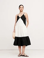 Cotton Poplin Tiered Midi Dress