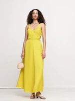 Viscose-Linen Cut-Out Maxi Dress