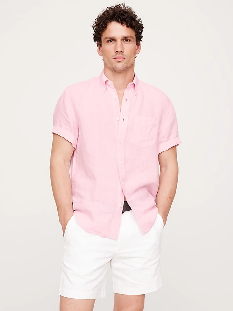 Standard-Fit Linen Short-Sleeve Shirt