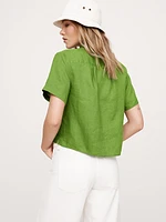 Boxy Linen Short-Sleeve Shirt