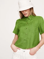 Boxy Linen Short-Sleeve Shirt