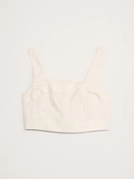 Linen Square-Neck Cropped Tank