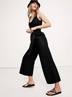 Linen Belted Wide-Leg Jumpsuit