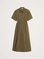 Cotton Poplin Open-Back Shirt Dress