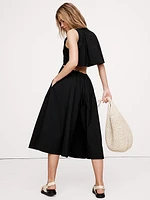 Poplin Cut-Out Midi Dress