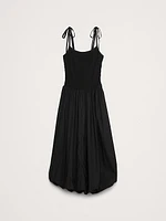 Mixed Media Bubble-Hem Maxi Dress