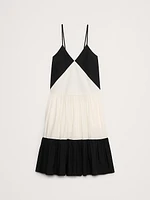 Cotton Poplin Tiered Midi Dress