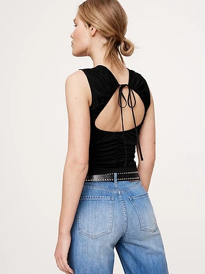 Crepe Knit Open-Back Top