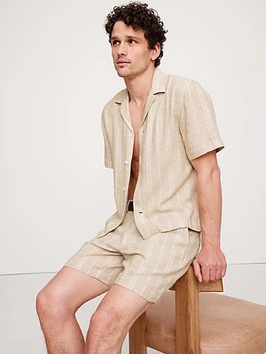 Standard-Fit Stripe Linen-Viscose Resort Shirt