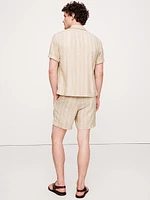 7" Stripe Linen-Viscose Pull-On Short