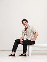 Relaxed-Fit Wavy Stripe Cotton Resort Shirt