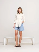 Linen Belted Tunic Shirt
