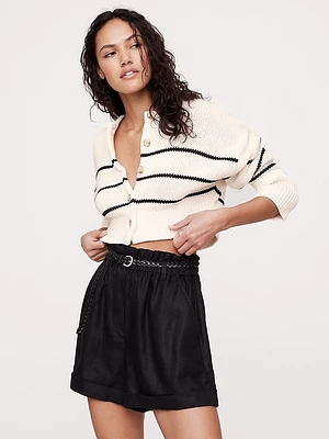 Oversized Cotton Cropped Cardigan
