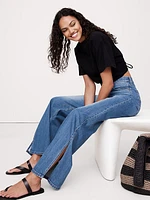 The Icon Classic Mid-Rise Wide-Leg Split-Hem Jean