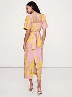 Linen Sweetheart Long Midi Dress